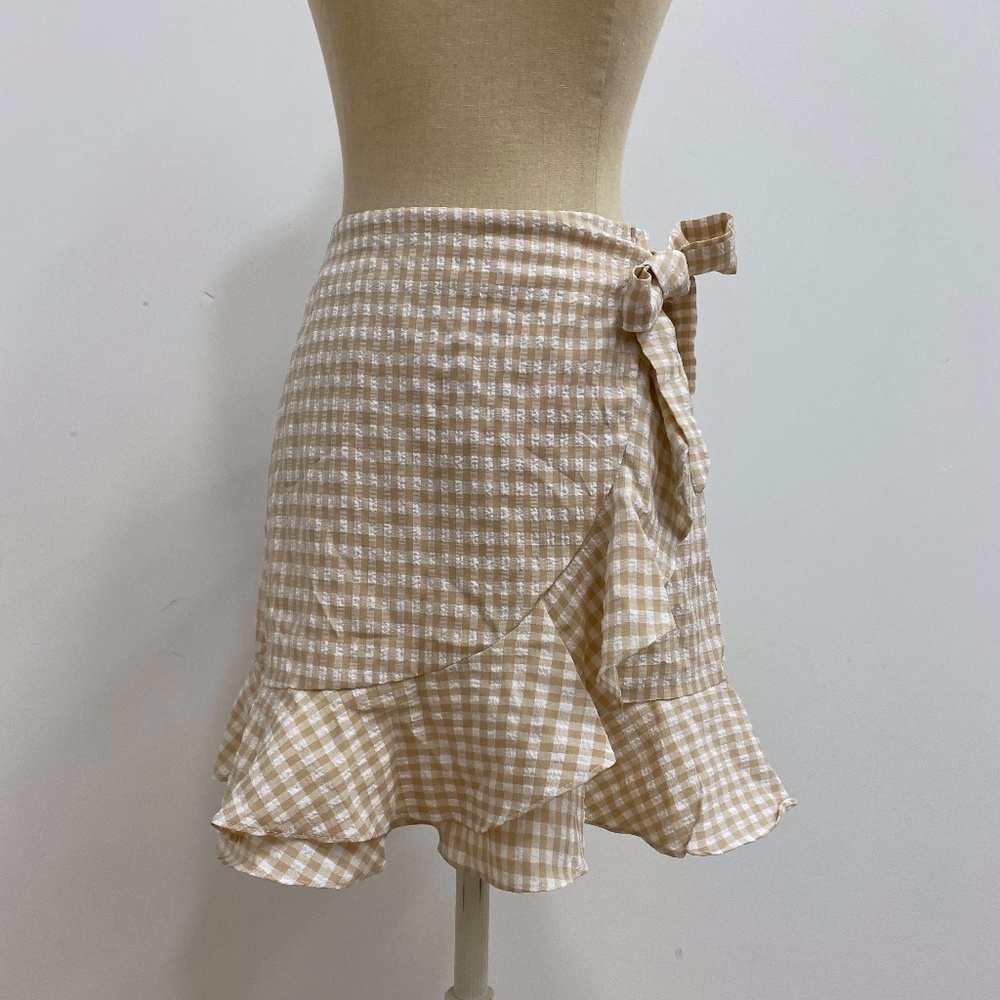 Gingham Side Tie Skirt
